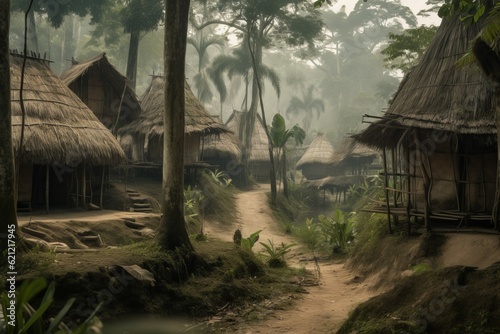 Amazon village forest. Generate Ai
