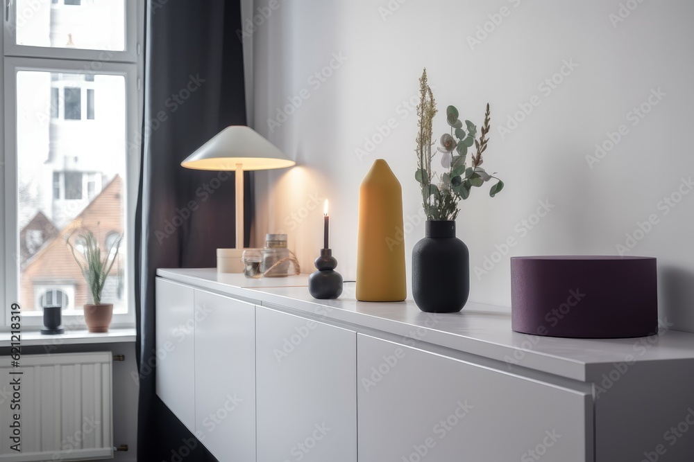 White wall modern drawer. Generate Ai