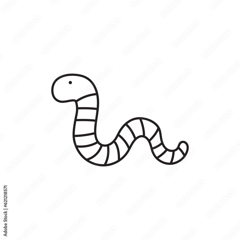 Fototapeta premium Hand drawn Kids drawing Cartoon Vector illustration cute worm icon Isolated on White Background
