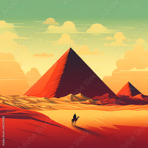 Illustration of a beautiful view of the Egyptian pyramids  Egypt