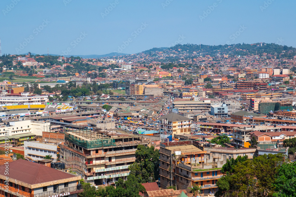 Hihg angel view of Kampala City seen from Gaddaffi National Mosque in Uganda
