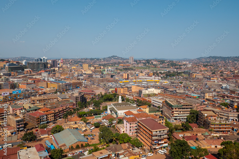 Aerial view of Kampala City seen from Gaddaffi Mosque, Uganda