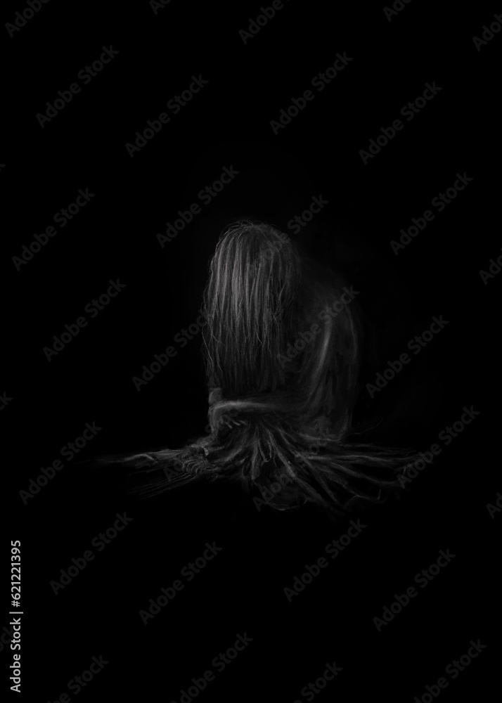 A portrait of a young woman whose life is filled with sorrow-1. A portrait of a young woman whose life is filled with sorrow-1.