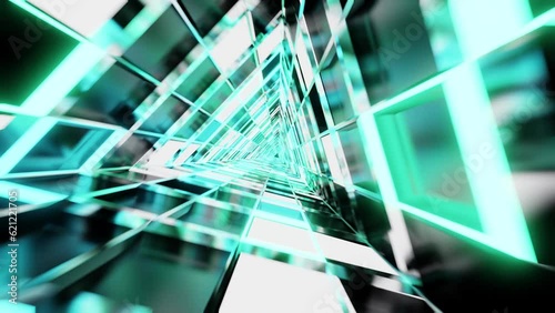 Cyan triangle VJ crystal loop background tunnel