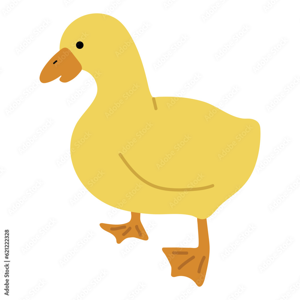 Duck Yellow Single 8 cute on a white background, vector illustration Duck Yellow Single 8 cute on a white background, vector illustration