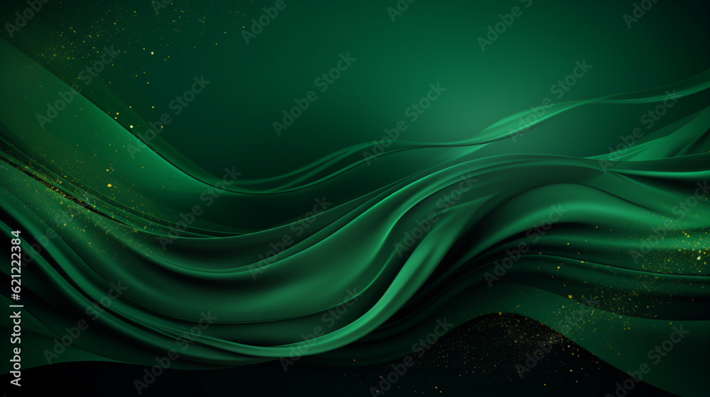 Abstract green wavy background, banner. Modern minimalist design. Generative AI Abstract green wavy background, banner. Modern minimalist design. Generative AI