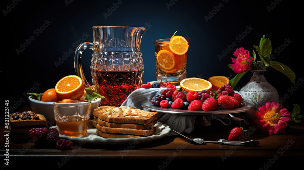 Tempting Food and Drink Arrangement in Harmonious Composition. Generative Ai
