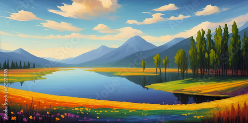Beautiful landscape. AI generated illustration