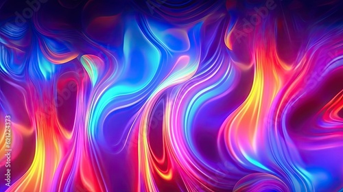 Wallpaper Mural Abstract neon psychedelic background with creative wave design, wavy illustration with layered texture, modern psychic liquid art graphic for print or web purpose - Generative ai Torontodigital.ca