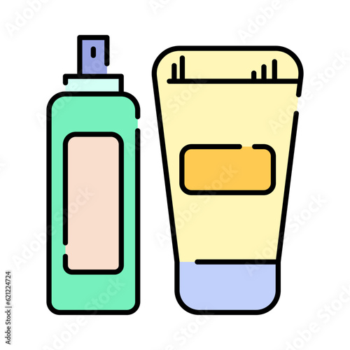 Cosmetics Lotion Skincare bottle Colorful Outline Icon Design
