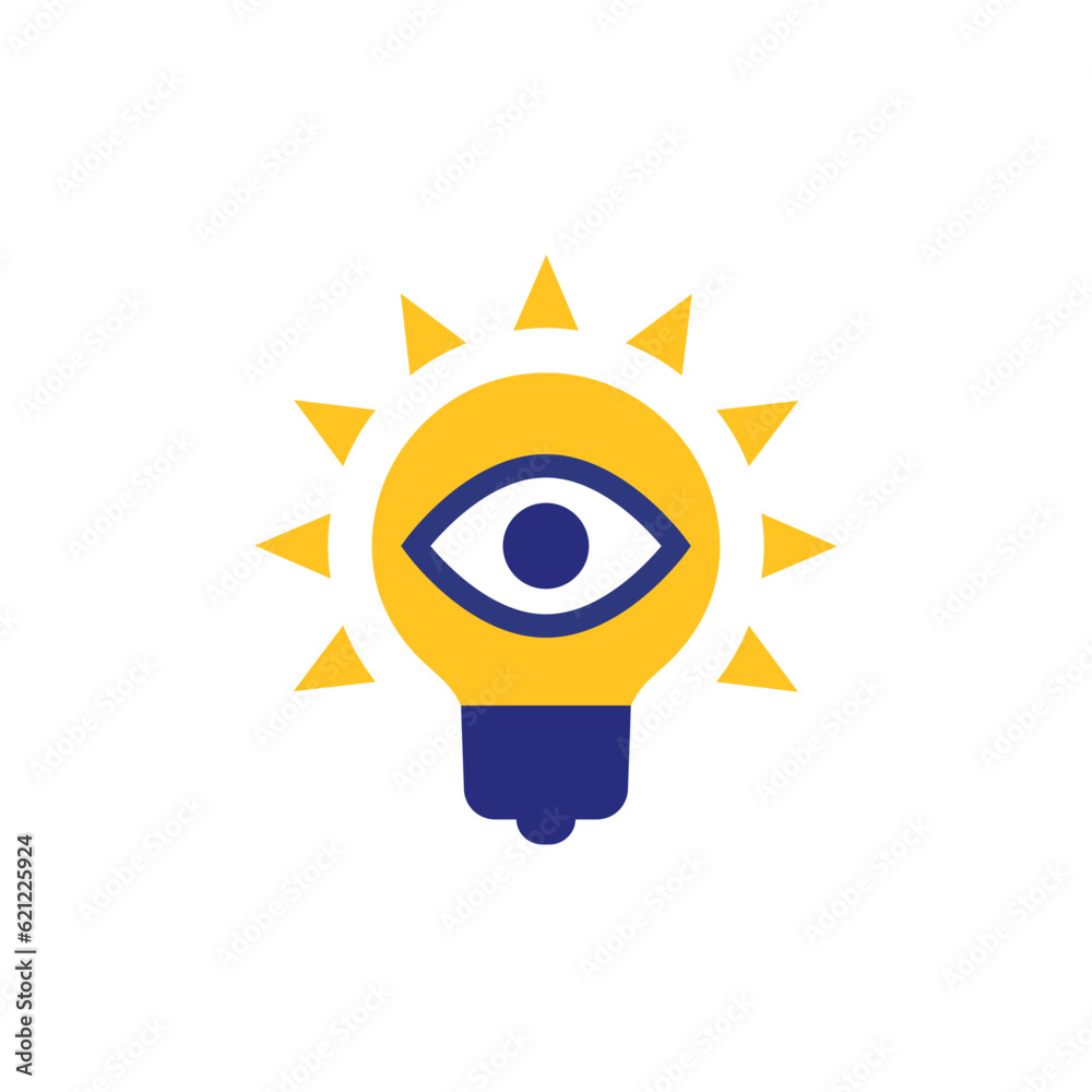 light bulb and eye icon in flat design