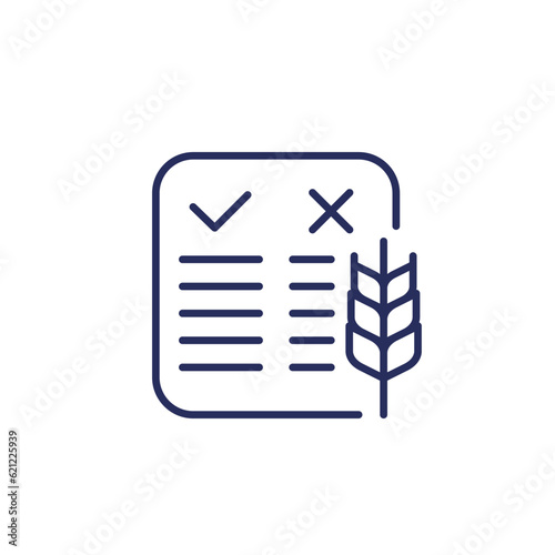 Pros and cons of gluten line icon on white