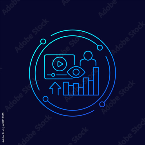 Views analytics and metrics icon, linear design