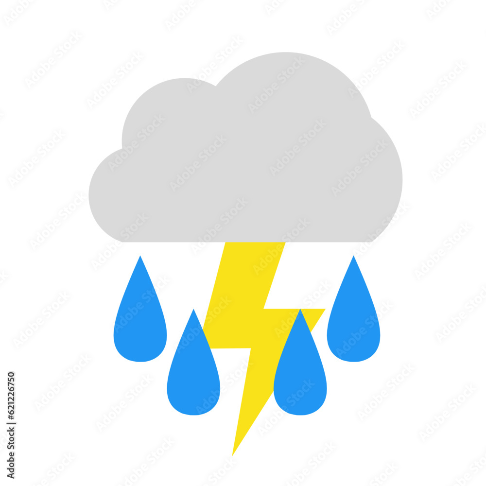 cloud thunderstrom weather icon, cloud with rain drop and yellow thunder icon design cloud thunderstrom weather icon, cloud with rain drop and yellow thunder icon design