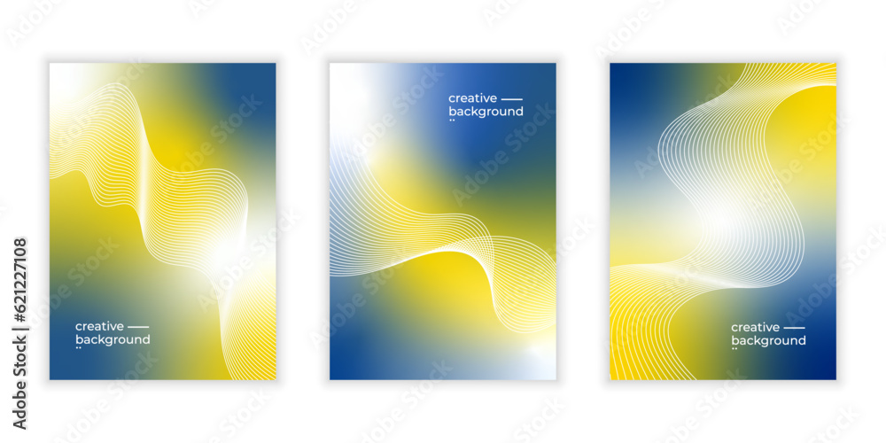 Obraz premium Blue yellow gradient set background. blurry cover design. modern elegant blur vector illustration.