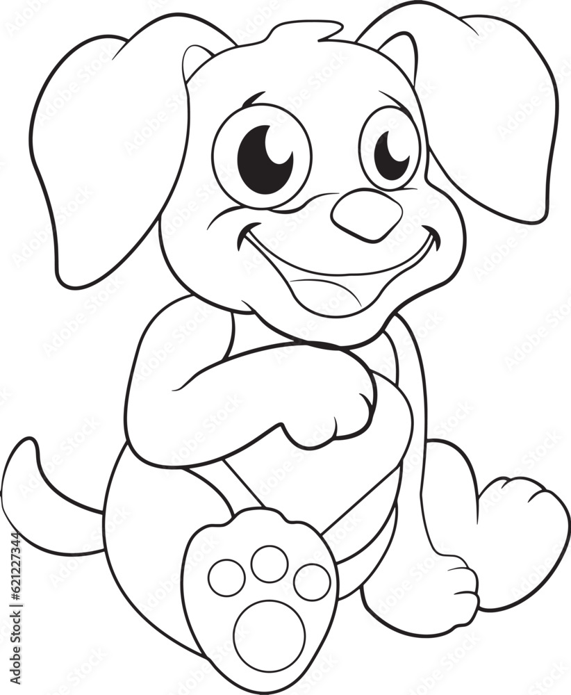Cute puppy with a love cartoon hand drawn black and white vector illustration. Can be used for t-shirt print, kids wear fashion design, baby shower invitation card. Cute puppy with a love cartoon hand drawn black and white vector illustration. Can be used for t-shirt print, kids wear fashion design, baby shower invitation card.