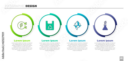 Set Eco shop, Shopping bag with recycle, Iceberg and Plant breeding. Business infographic template. Vector