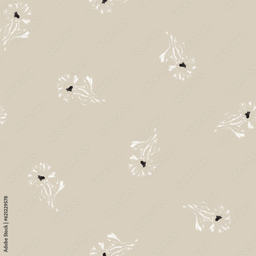 Naklejka premium Neutral Colour Abstract Floral Seamless Pattern Design