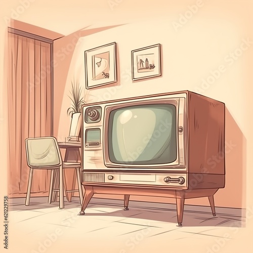 Vintage television cartoon vector illustration. World Television Day. illustration