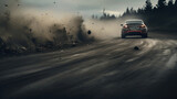Tire Tracks of Fury, Immortalizing the Intense Sideways Drifting Action. Generative Ai