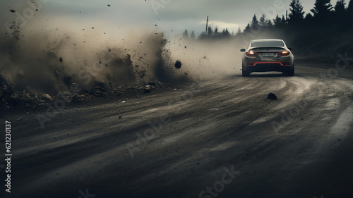 Tire Tracks of Fury  Immortalizing the Intense Sideways Drifting Action. Generative Ai