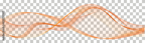 Abstract wave swirl twisted line, summer orange color flow.  Undulate wave lines, transparent twirl pattern. Abstract isolated curve, dynamic movement, banner background. Vector illustration