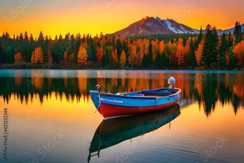 sunset on the lake Generated Ai © AQ Arts