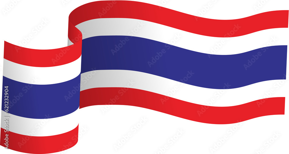 Thai Flag Ribbon waving isolated, Thailand Thai Flag Ribbon waving isolated, Thailand