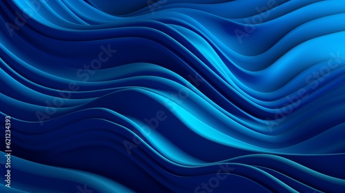 Abstract wallpaper created from Blue 3D Undulating lines. Colorful 3D Render with copy-space Generative AI
