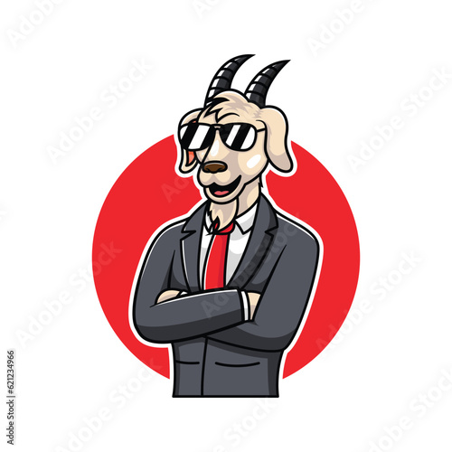 goat cartoon character with business suit design vector