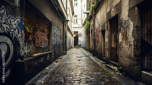 Exploring Quirky Lanes and Secret Corners of the City. Generative Ai © Malika