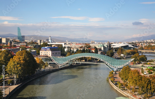 Bridge of Peace over the river Kura in Tbilisi. Georgia