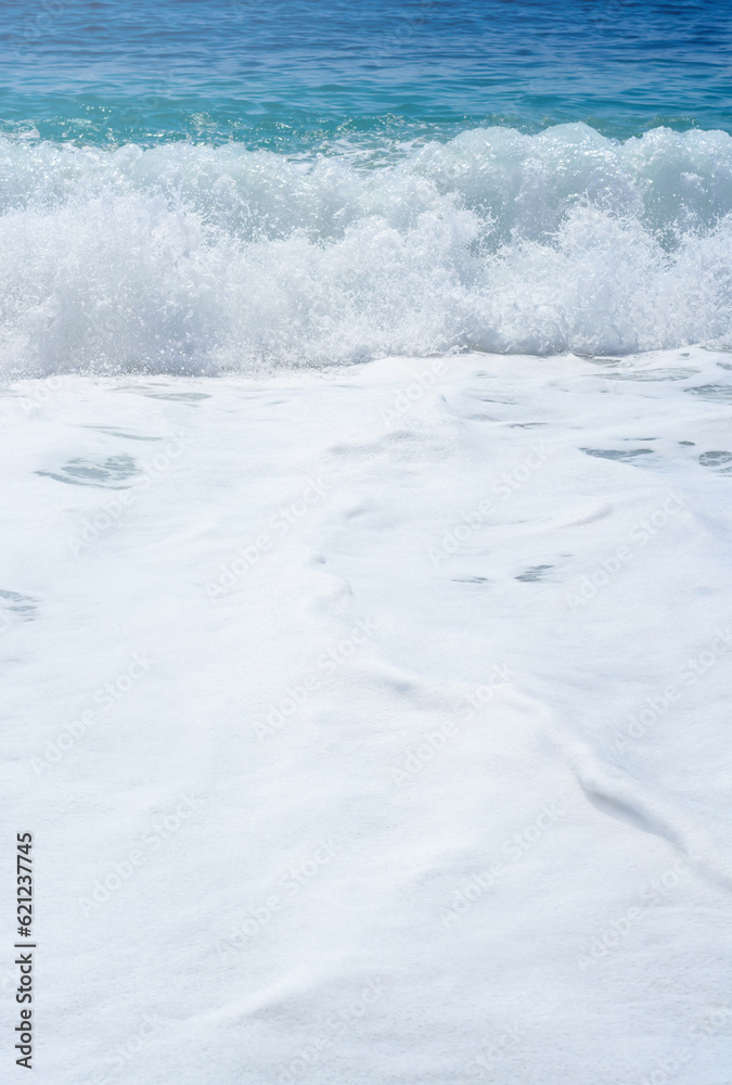 Sea wave background with foam with copy space