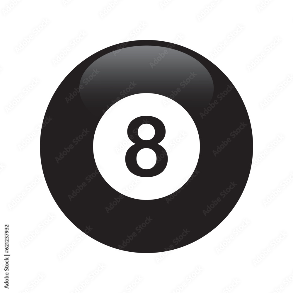 8 ball or snooker vector drawing, black billard ball with an eight. 8 ball or snooker vector drawing, black billard ball with an eight.
