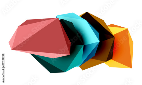 Abstract low poly stone design. Geometric 3d vector design element