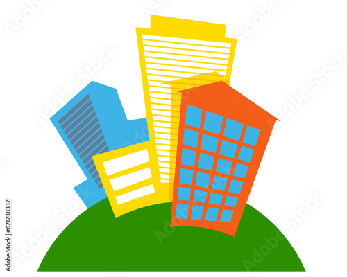 A pleasant city. Multicolored houses. Logo template