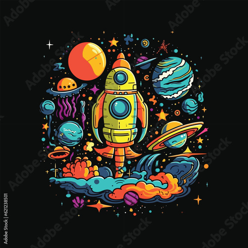Space graphic t-shirt design