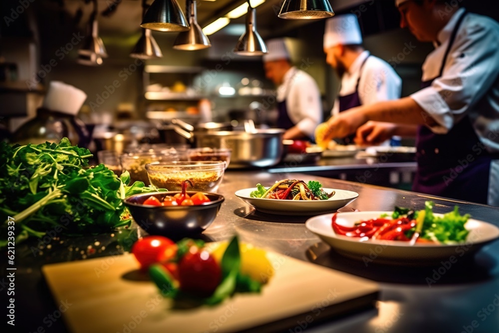 A vibrant and enticing scene from a bustling kitchen.Created with Generative Ai technology. A vibrant and enticing scene from a bustling kitchen.Created with Generative Ai technology.