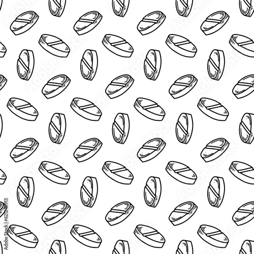 Pills seamless pattern. Hand drawn vector background in doodle sketch style. Pharmacy medical design