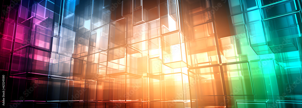 Colorful glass block wall seamless background - GenerativeAI Colorful glass block wall seamless background - GenerativeAI