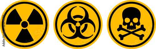 放射線マーク、バイオハザード、骸骨マーク(Radiation sign, Biohazard sign, Toxic sign.)