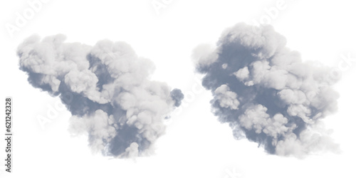 Clouds set isolated on transparent background. White cloudiness, mist or smog background.