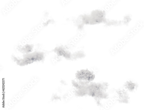 Clouds set isolated on transparent background. White cloudiness, mist or smog background.