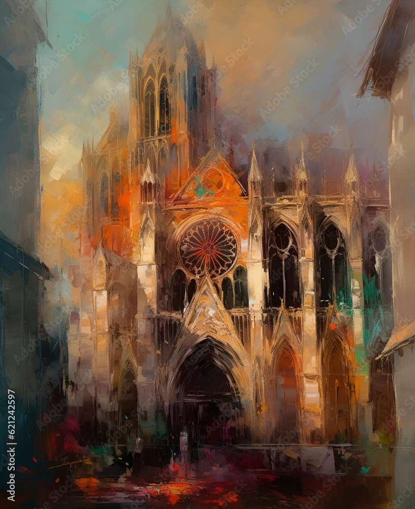 Impressionist Cathedral at Different Times of Day