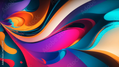 Iridescent Fluid Motion  Abstract 3D Render Gradient Design Background with Colorful Curved Waves  Holographic Effects  Generative AI