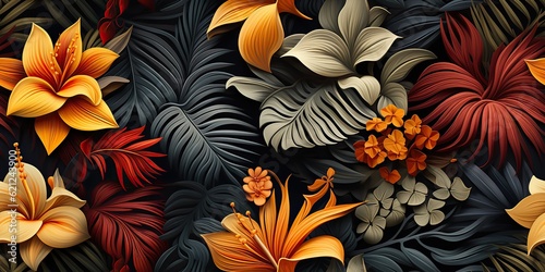AI Generated. AI Generative. Boho ash art plant botanical flower exotic tropical pattern decoration texture background. Graphic Art