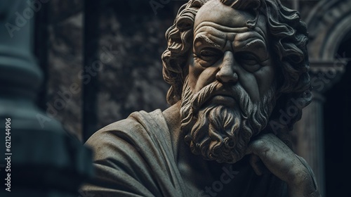 An ancient Greek philosopher reflects on existence. Created with Generative Ai technology. photo