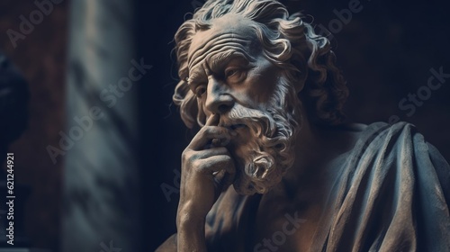 An ancient Greek philosopher reflects on existence. Created with Generative Ai technology. photo