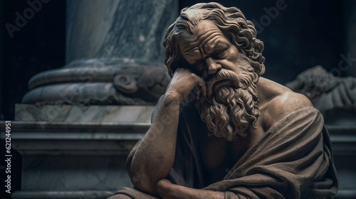 An ancient Greek philosopher reflects on existence. Created with Generative Ai technology.