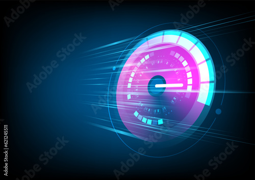 Abstract glow speedometer dashboard background. Vector illustration.